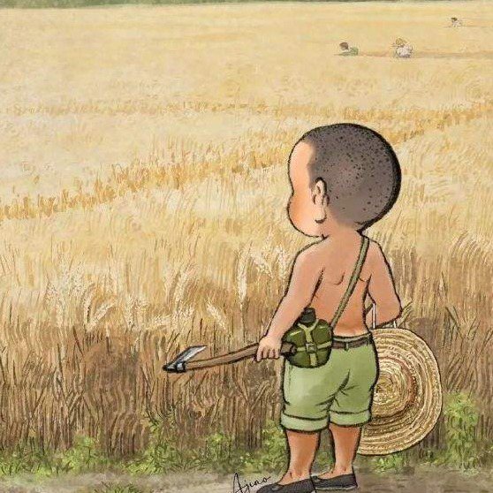 打麦场的小孩
